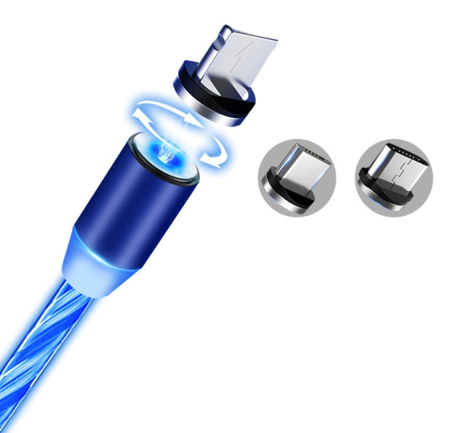 Compatible with Apple, Flowing Light Magnetic Streamer Data Line Cable for iPhone, Android, Type-C