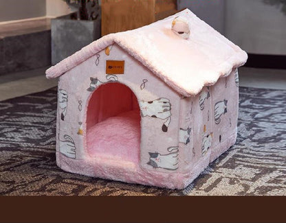Foldable Dog House Pet Bed, Cat Bed, Winter Dog Villa, Sleep Kennel, Removable Nest, Warm Enclosed Cave Sofa, Pets Supplies