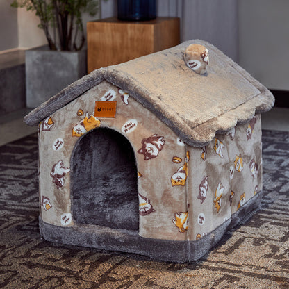 Foldable Dog House Pet Bed, Cat Bed, Winter Dog Villa, Sleep Kennel, Removable Nest, Warm Enclosed Cave Sofa, Pets Supplies