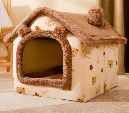 Foldable Dog House Pet Bed, Cat Bed, Winter Dog Villa, Sleep Kennel, Removable Nest, Warm Enclosed Cave Sofa, Pets Supplies