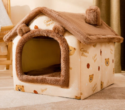 Foldable Dog House Pet Bed, Cat Bed, Winter Dog Villa, Sleep Kennel, Removable Nest, Warm Enclosed Cave Sofa, Pets Supplies