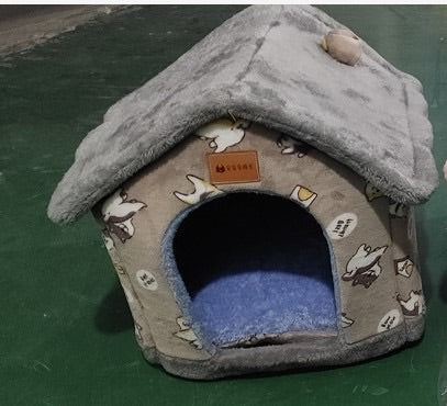 Foldable Dog House Pet Bed, Cat Bed, Winter Dog Villa, Sleep Kennel, Removable Nest, Warm Enclosed Cave Sofa, Pets Supplies