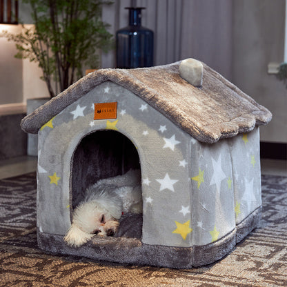 Foldable Dog House Pet Bed, Cat Bed, Winter Dog Villa, Sleep Kennel, Removable Nest, Warm Enclosed Cave Sofa, Pets Supplies