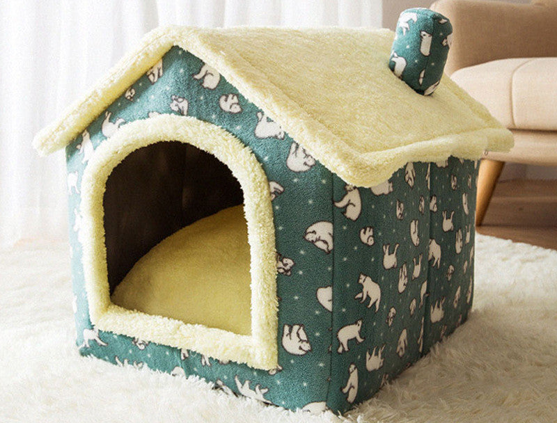Foldable Dog House Pet Bed, Cat Bed, Winter Dog Villa, Sleep Kennel, Removable Nest, Warm Enclosed Cave Sofa, Pets Supplies