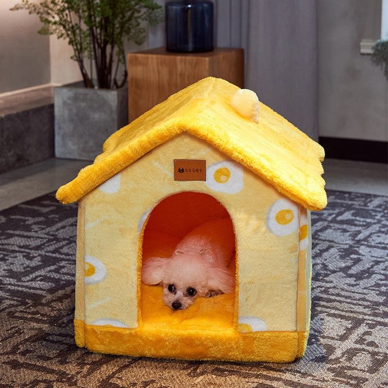 Foldable Dog House Pet Bed, Cat Bed, Winter Dog Villa, Sleep Kennel, Removable Nest, Warm Enclosed Cave Sofa, Pets Supplies