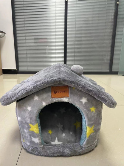 Foldable Dog House Pet Bed, Cat Bed, Winter Dog Villa, Sleep Kennel, Removable Nest, Warm Enclosed Cave Sofa, Pets Supplies