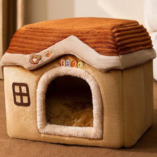 Foldable Dog House Pet Bed, Cat Bed, Winter Dog Villa, Sleep Kennel, Removable Nest, Warm Enclosed Cave Sofa, Pets Supplies