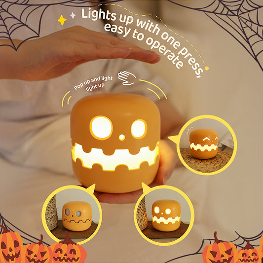 Pumpkin LED Night Light – Cute Bedside Lamp for Halloween, Kids Room, Bedroom & Living Room Décor