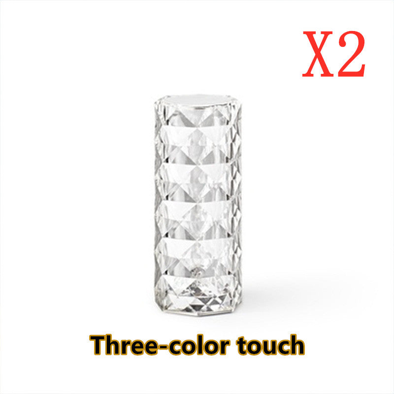 Romantic Crystal LED Lamp – USB Rose Projection Night Light with Touch Control & 16 Color Modes